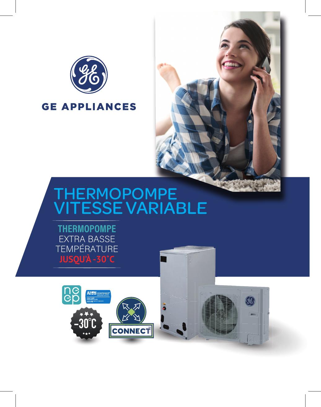 Couverture de la brochure GE Connect pour thermopompes centrales