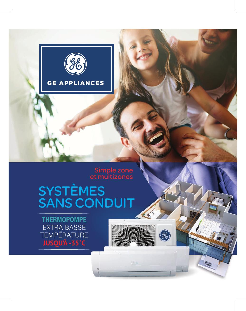 Couverture de la brochure GE pour thermopompes sans conduit