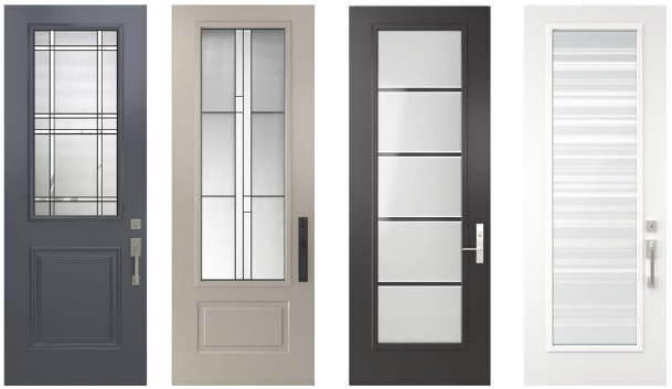 Quatre modèles de portes d’entrée vitrées, classiques et contemporaines